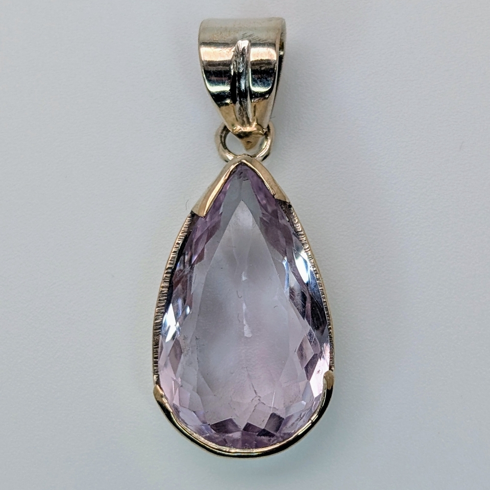 Natural Pink Amethyst Pendant S925 Sterling Silver Pendant
